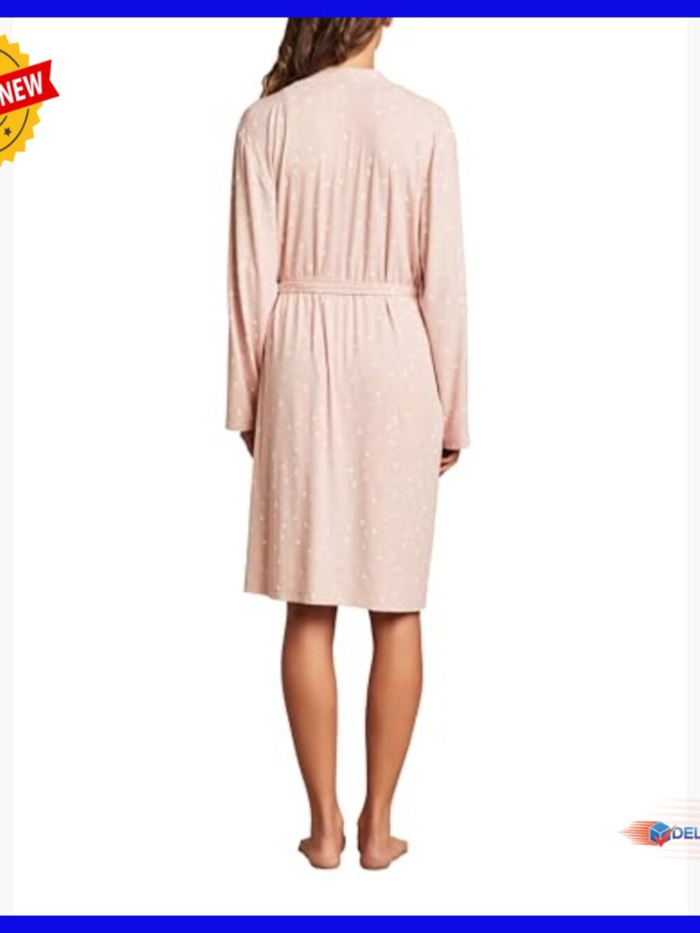 Ultra Soft Rib Robe Below Knee Length Relaxed Fit Patch Pockets - Picture 4 of 4